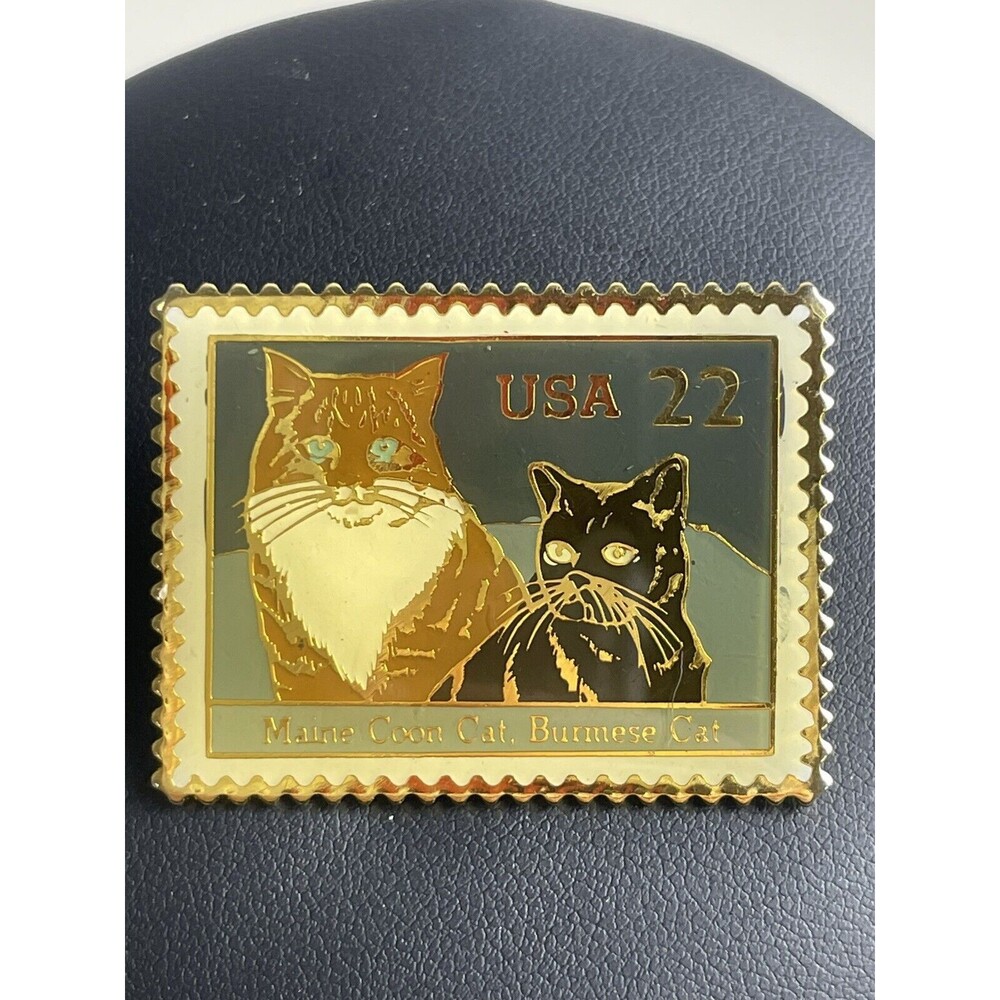 Maine Coon Cat and Burmese Cat Lapel Pin USPS Stamp 22
